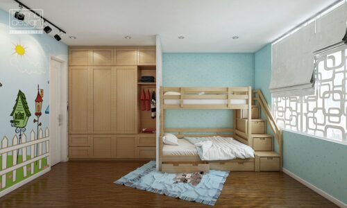 Căn hộ chung cư 2 phòng ngủ với nội thất gỗ sồi nhập khẩu