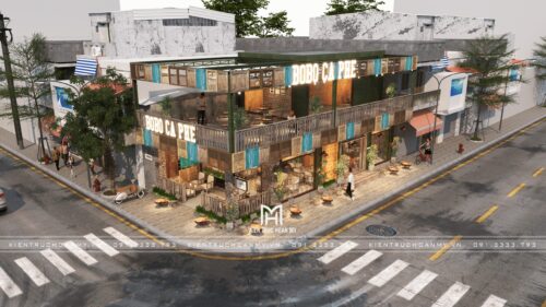 Thiết kế quán cà phê vintage Bobo Cà Phê tại Hà Nội: quán 2 tầng 200 m² trên lô góc phố