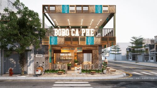 Thiết kế quán cà phê vintage Bobo Cà Phê tại Hà Nội: quán 2 tầng 200 m² trên lô góc phố