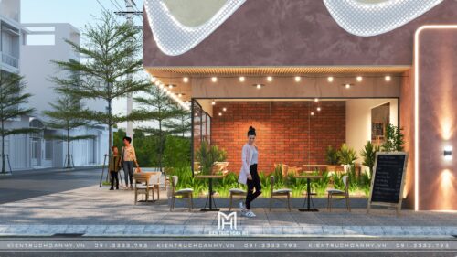 Thiết kế quán cà phê The Sun Coffee tại Pleiku: mặt tiền mái lượn sóng cho quán 800 m²