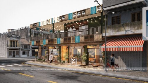 Thiết kế quán cà phê vintage Bobo Cà Phê tại Hà Nội: quán 2 tầng 200 m² trên lô góc phố