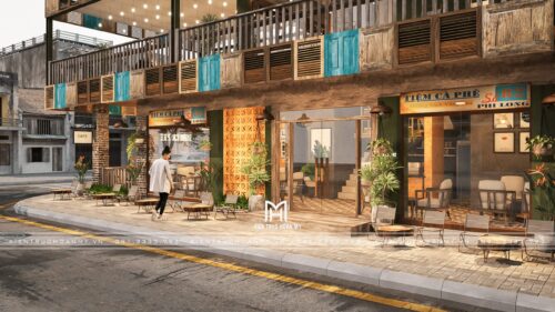 Thiết kế quán cà phê vintage Bobo Cà Phê tại Hà Nội: quán 2 tầng 200 m² trên lô góc phố