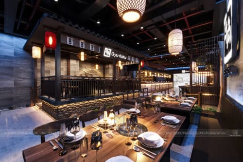 Thiết kế nội thất nhà hàng trong trung tâm thương mại – Nhà hàng Nhật Bản Gyu Kaku