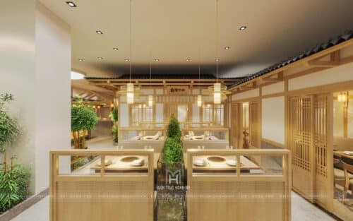 Thiết kế nhà hàng BBQ trong Lotte Mall – Nhà hàng Hàn Quốc 300m2