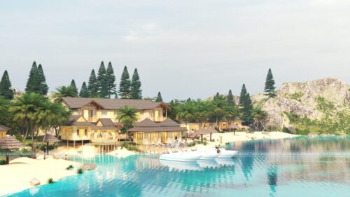 Thiết kế khu nghỉ dưỡng ven biển 12,5 ha tại Phan Thiết: quy hoạch theo vịnh cát, nhà điều hành bên cầu tàu và bungalow