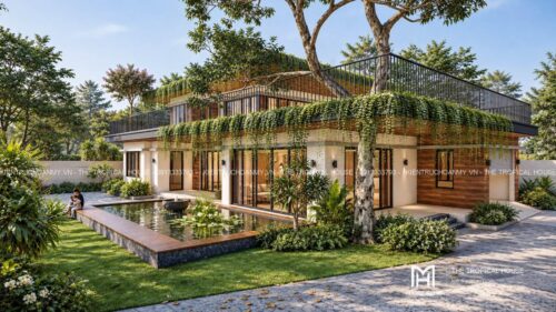 Villa Hiên Xanh 4 phòng ngủ – sân thượng dưới tán cây lớn