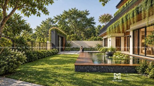 Villa Hiên Xanh 4 phòng ngủ – sân thượng dưới tán cây lớn