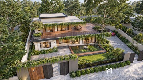 Villa Hiên Xanh 4 phòng ngủ – sân thượng dưới tán cây lớn