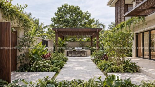 Villa lam gỗ có hồ bơi – mẫu homestay nguyên căn hai tầng