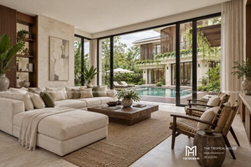 Villa lam gỗ có hồ bơi – mẫu homestay nguyên căn hai tầng