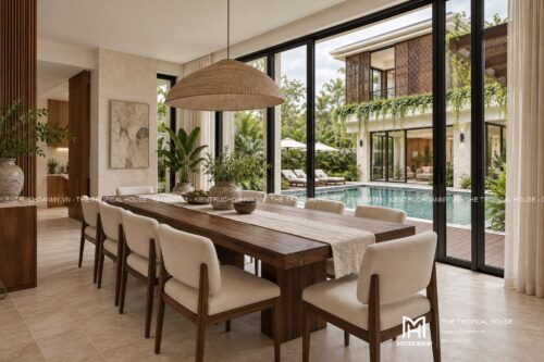 Villa lam gỗ có hồ bơi – mẫu homestay nguyên căn hai tầng