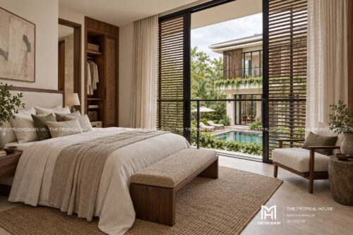 Villa lam gỗ có hồ bơi – mẫu homestay nguyên căn hai tầng