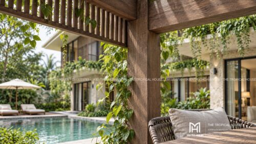 Villa lam gỗ có hồ bơi – mẫu homestay nguyên căn hai tầng