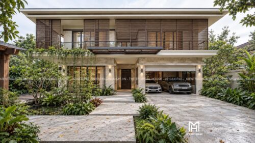 Villa lam gỗ có hồ bơi – mẫu homestay nguyên căn hai tầng