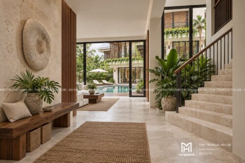 Villa lam gỗ có hồ bơi – mẫu homestay nguyên căn hai tầng