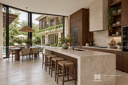Villa lam gỗ có hồ bơi – mẫu homestay nguyên căn hai tầng