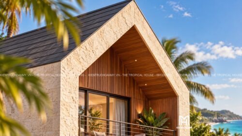 Biệt thự mái dốc trên đồi ven biển – khung đầu hồi nhìn ra vịnh