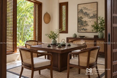 Biệt thự mái ngói xếp lớp – vườn hồ bơi, hồ cá koi và chòi thưởng trà