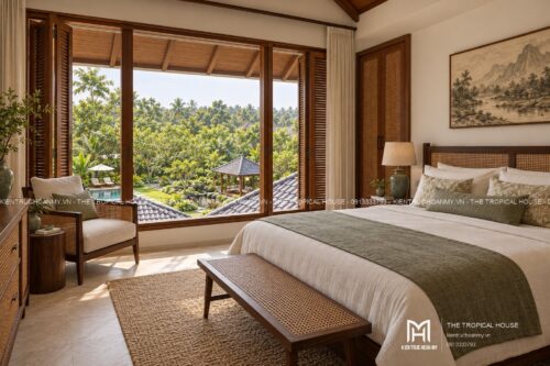 Biệt thự mái ngói xếp lớp – vườn hồ bơi, hồ cá koi và chòi thưởng trà