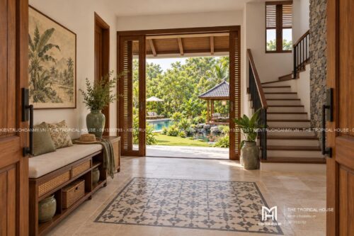 Biệt thự mái ngói xếp lớp – vườn hồ bơi, hồ cá koi và chòi thưởng trà