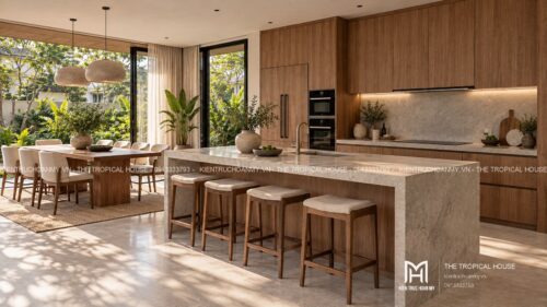 Biệt thự ven đô Sơn Tây 450 m² – mái dốc ngói ghi, vườn hồ cá