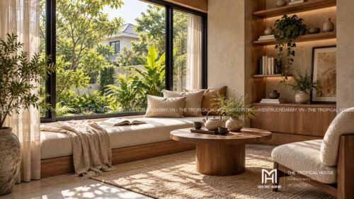 Biệt thự ven đô Sơn Tây 450 m² – mái dốc ngói ghi, vườn hồ cá