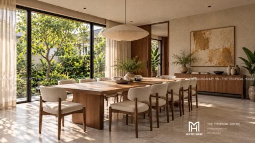 Biệt thự ven đô Sơn Tây 450 m² – mái dốc ngói ghi, vườn hồ cá
