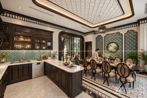 Thiết kế biệt thự Indochine Hà Nội – sảnh hiên, thông tầng, gió trời